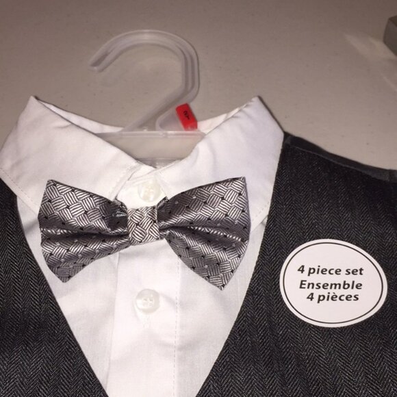Toddler Boys 4 Piece Formal Suit Dark Grey Size 2T - Picture 12 of 14